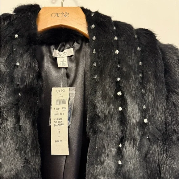 Cache Black Rabbit fur with rhinestones jacket
NWT Vintage jacket - Picture 3 of 4